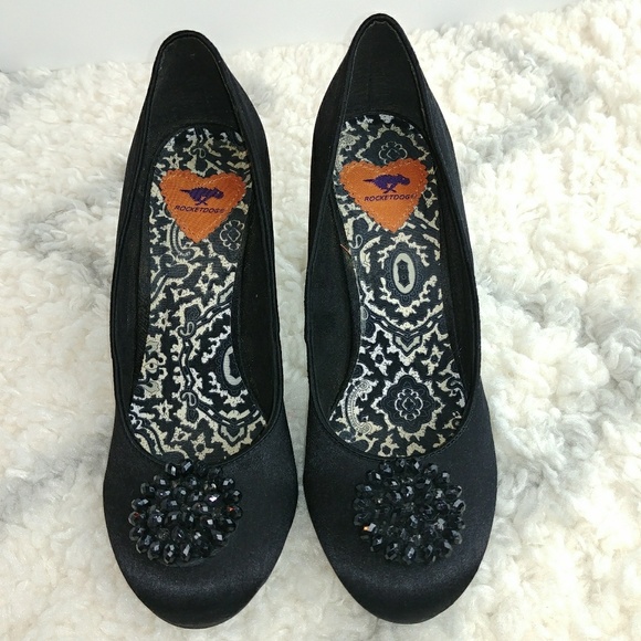 Shoes | Rocket Dog Black Satin Heels 